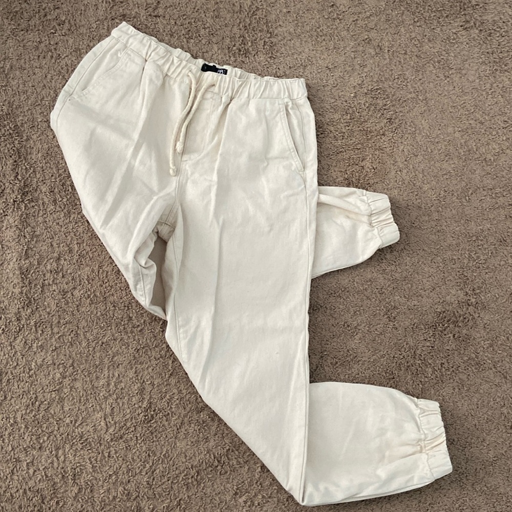 Cream denim joggers